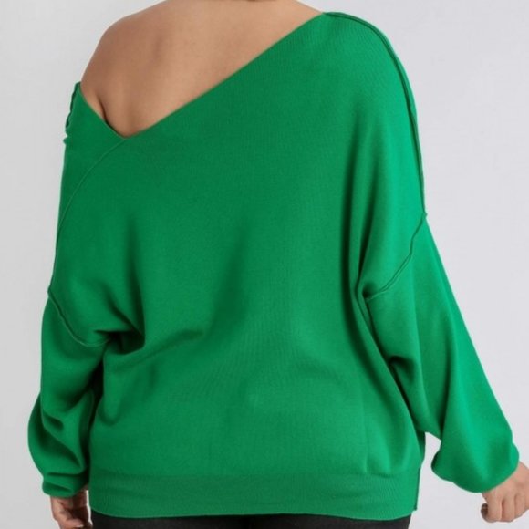 Kelly Green Plus Size Dolman Sleeve Sweater - Picture 6 of 6